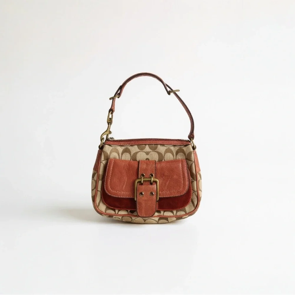 Vintage Y2K Coach Brown and Tan‎ Leather Bag